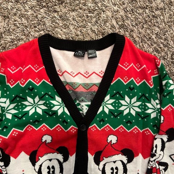 Disney Men's Mickey Mouse Holiday Sweater - Red, Green, Black Small - Picture 3 of 3